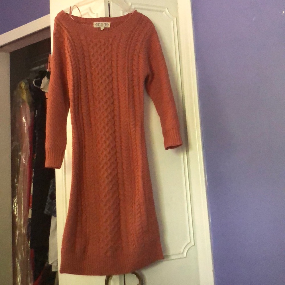 Burnt orange sweater dress